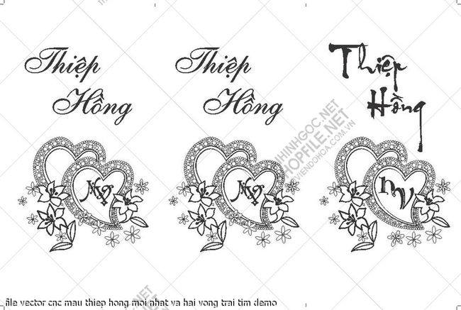 file vector cnc mau thiep hong moi nhat va hai vong trai tim